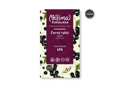 Tmavá čokoláda Uganda 65 % s černým rybízem bean to bar od Míšiny čokolády, tabulka 50 g